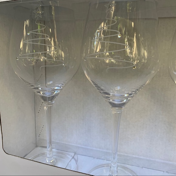 Rachel Zoe Dining Nwt Rachel Zoe Christmas Tree Wine Glasses 4